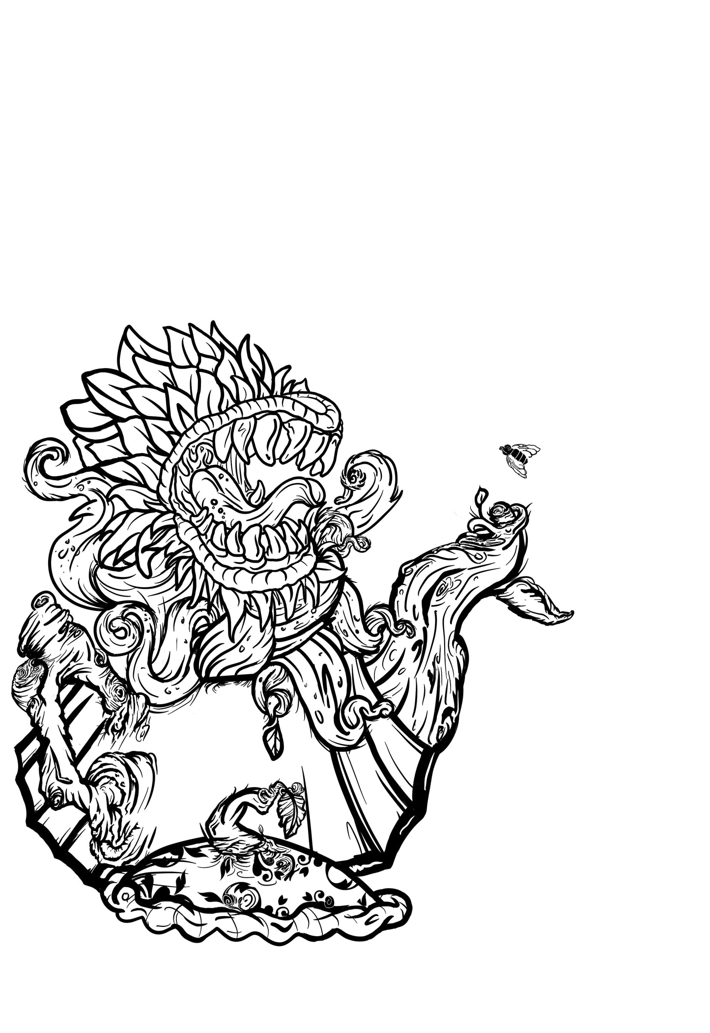 Venus Fly Trap in Tea Pot Coloring Page