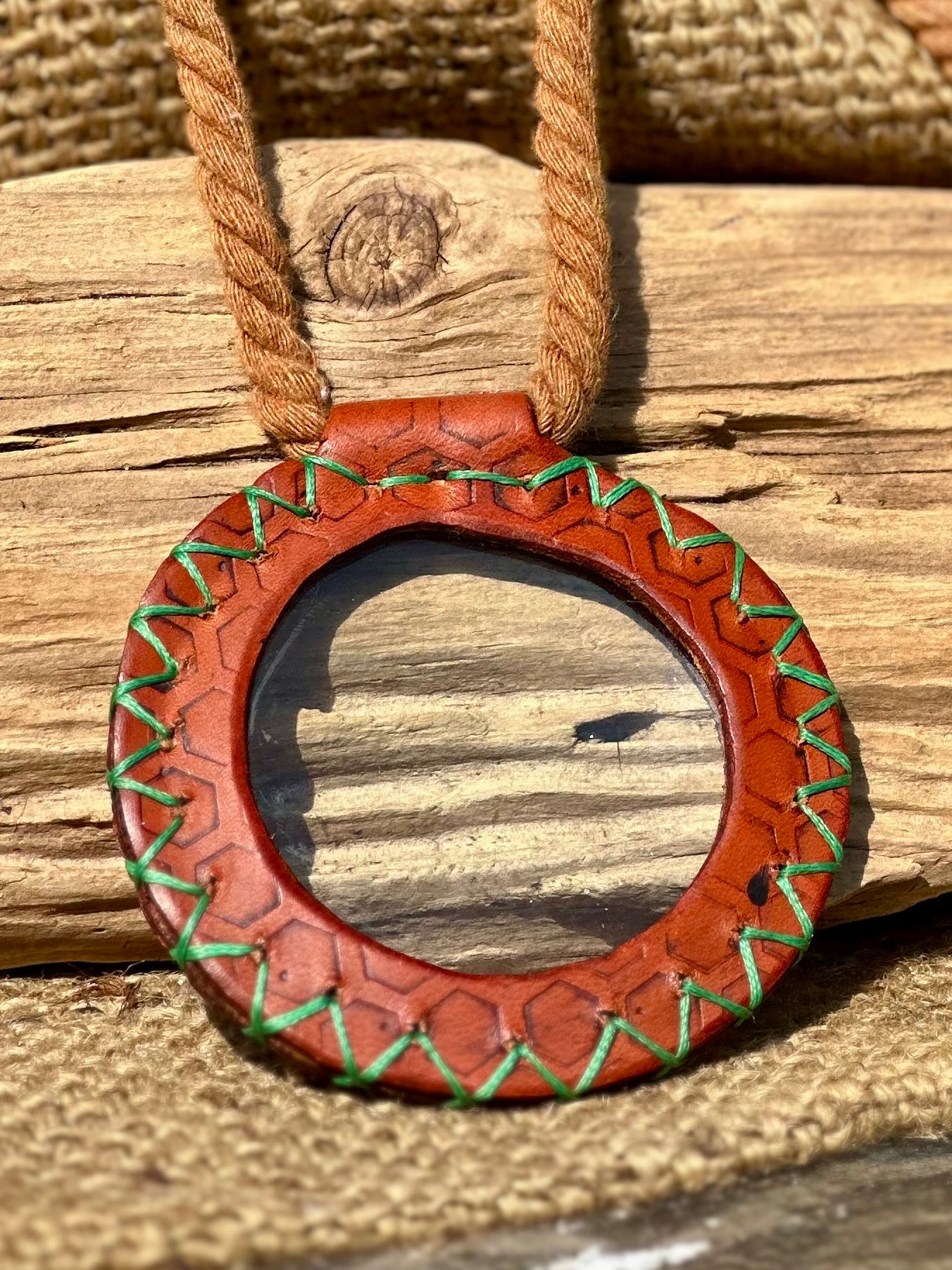 Leather “Solar Blaze” Pendant