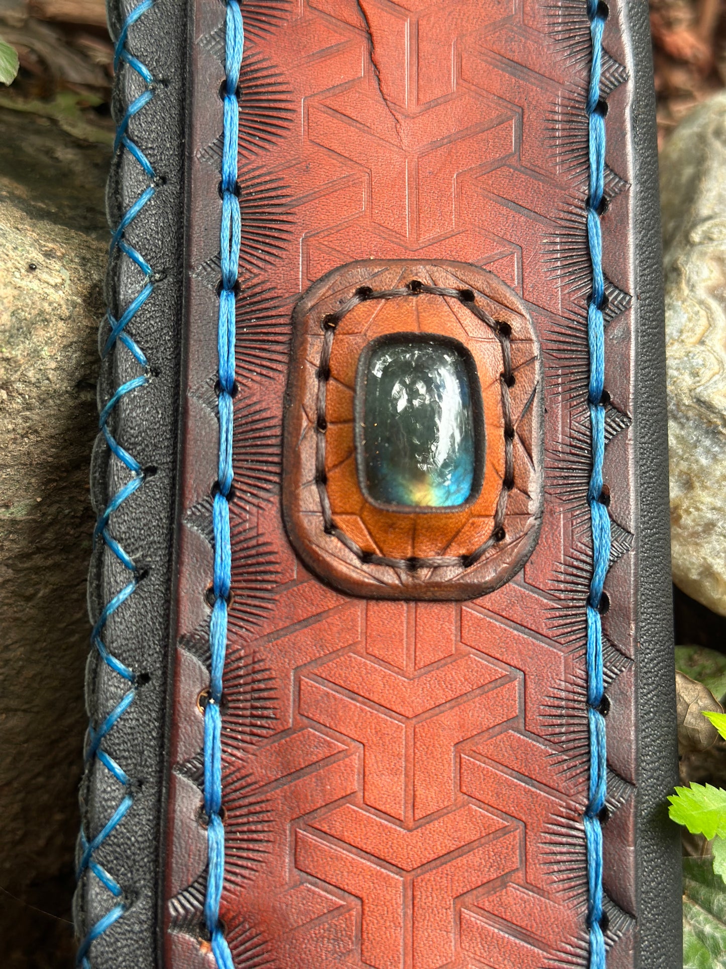 Leather & Labradorite Fan Sheath