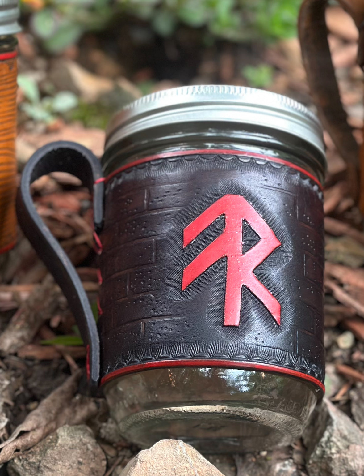 Leather Mason Jar Mugs- Rune Set