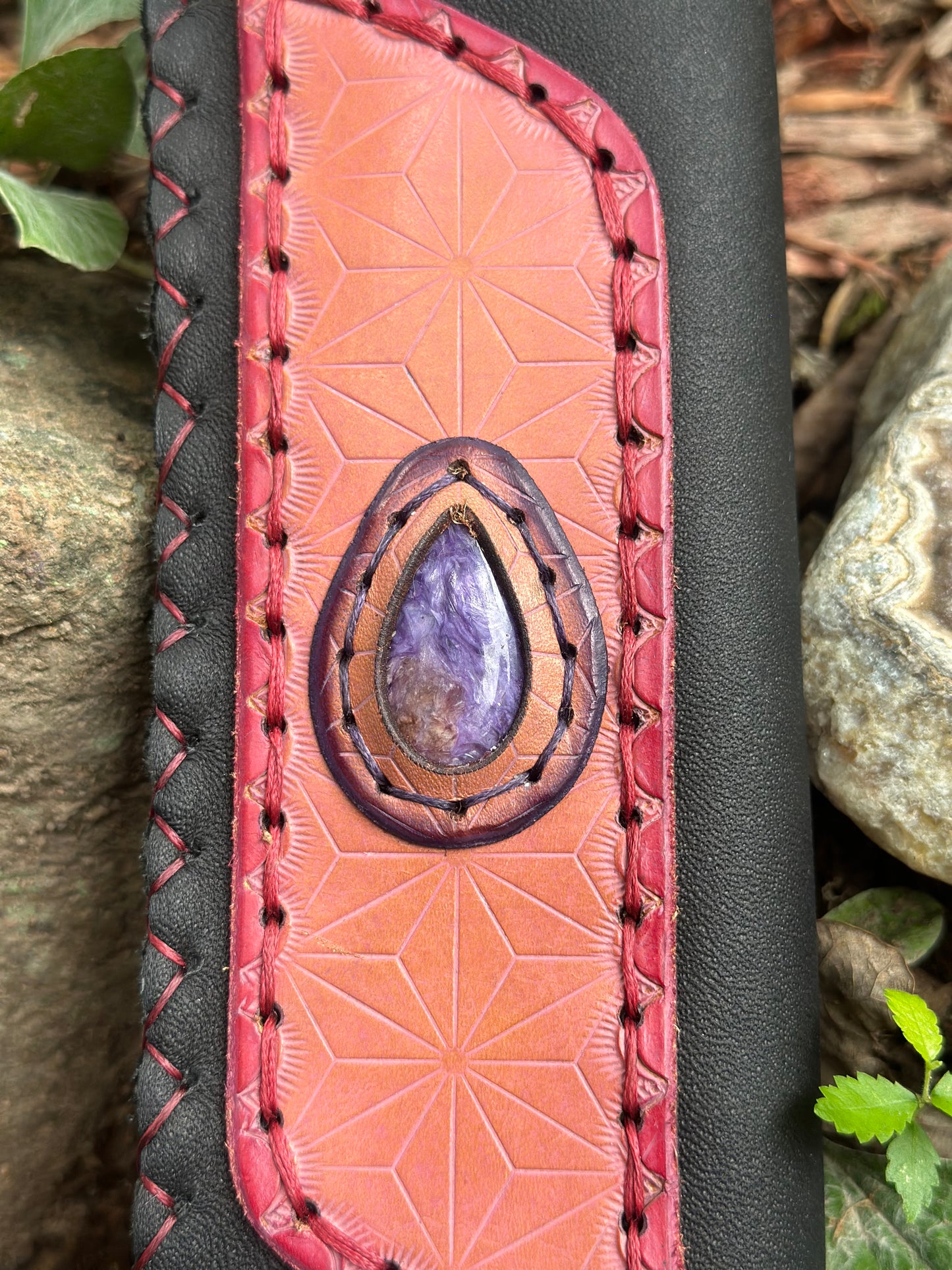 Leather Charoite Fan Sheath