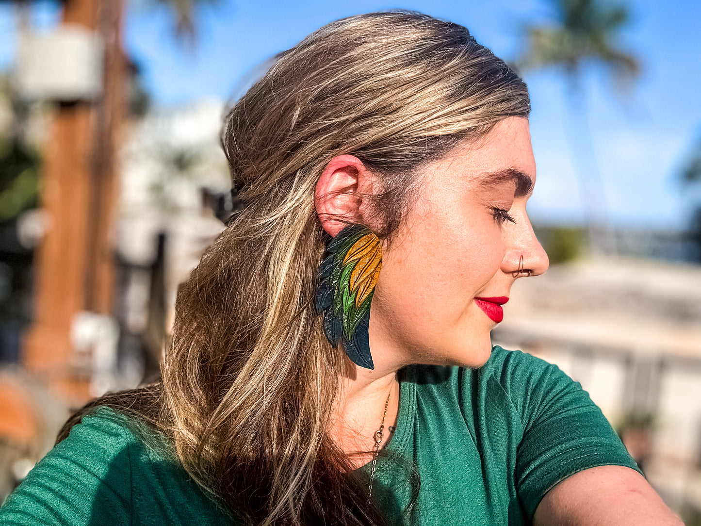 Leather Feather Earrings