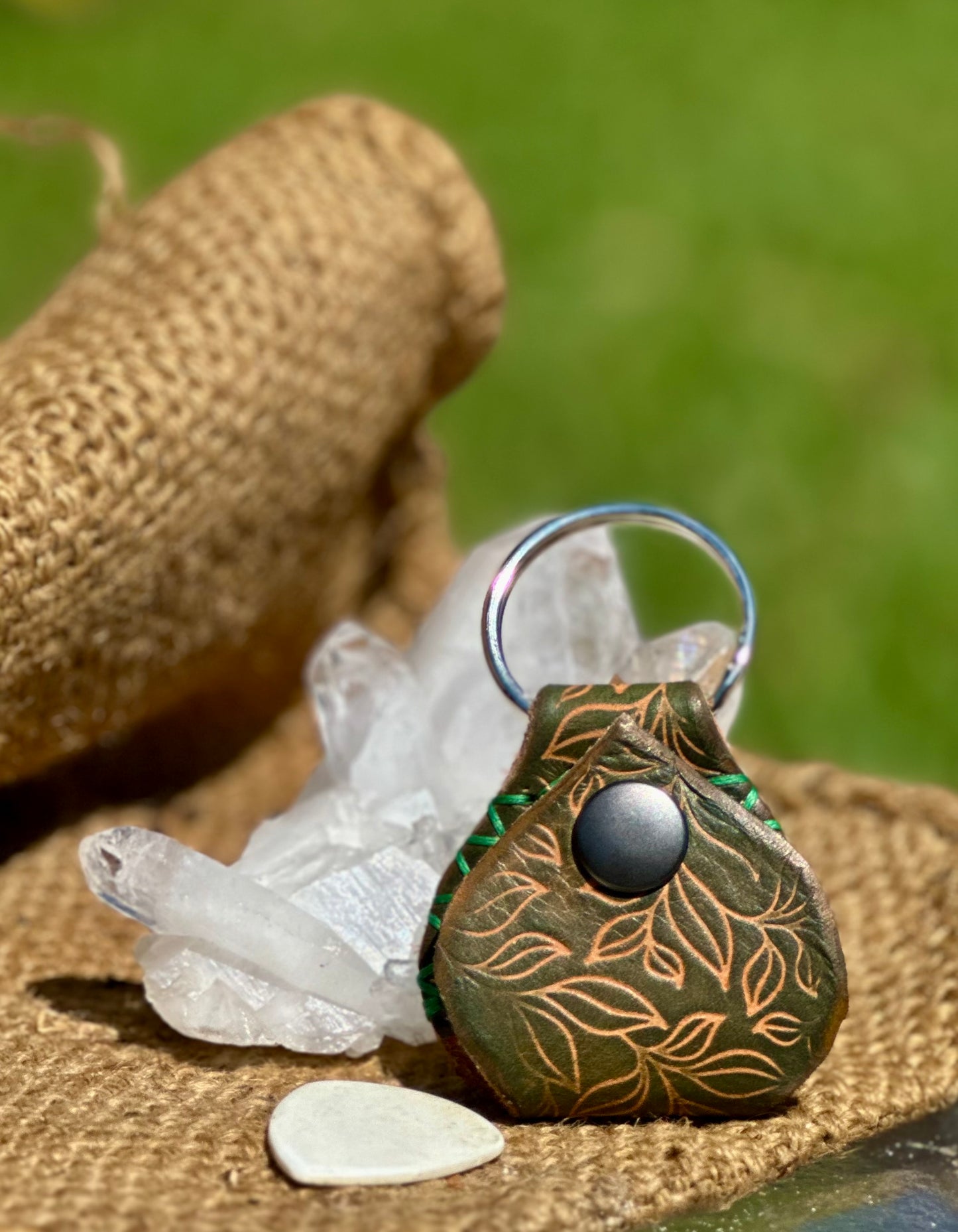 Leather Guitar Pick Holder Key Chain