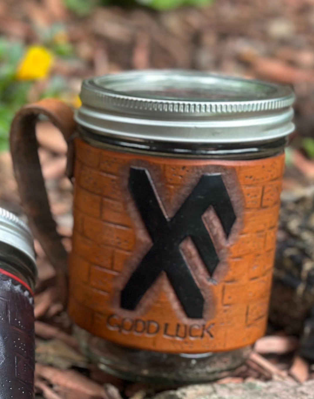 Leather Mason Jar Mugs- Rune Set