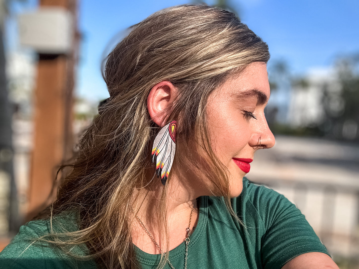 Leather Feather Earrings