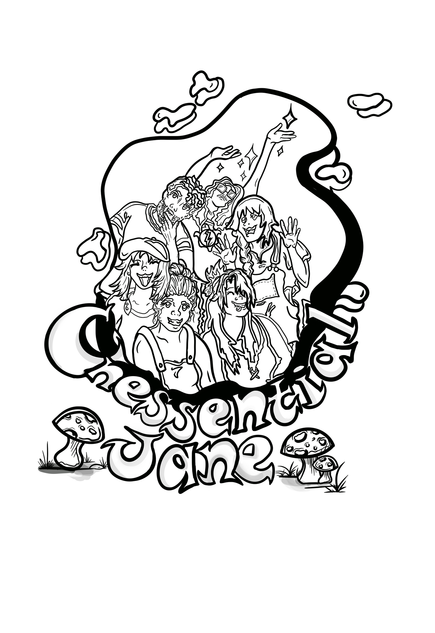 Funky Unessential Jane Coloring Page