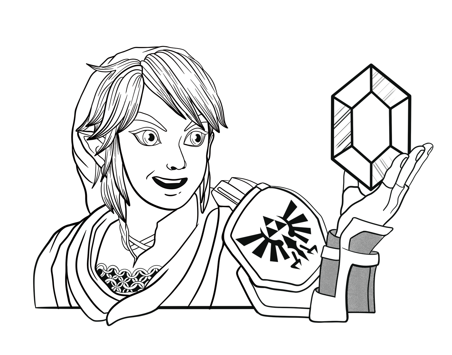 Zelda- Link Holding Rupee Coloring Page