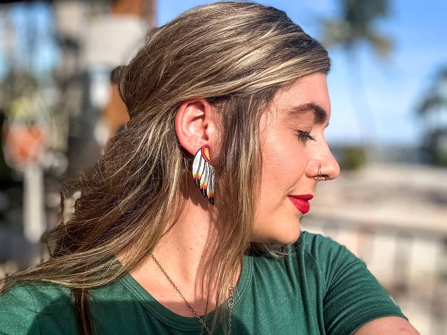 Leather Feather Earrings