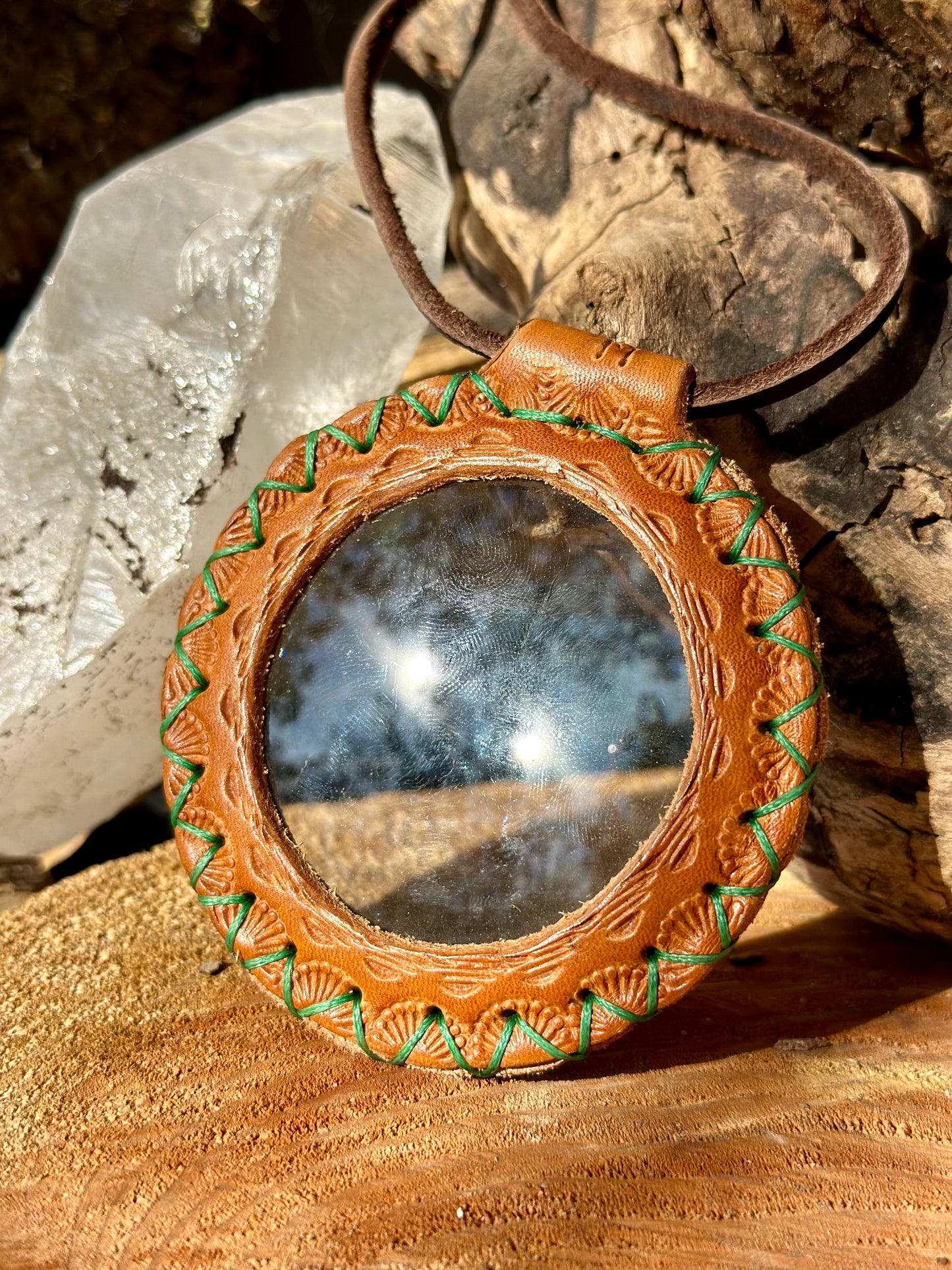 Leather “Solar Blaze” Pendant