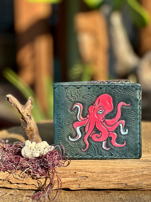 Leather Octopus Bifold Wallet