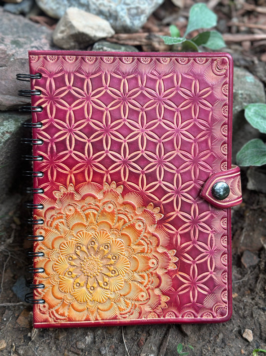 Red Leather Mandala Sketchbook / Journal