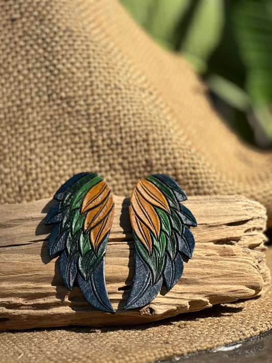 Leather Feather Earrings