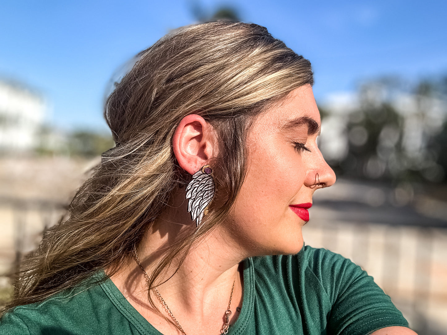 Leather Feather Earrings