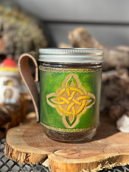 Leather Mason Jar Mug