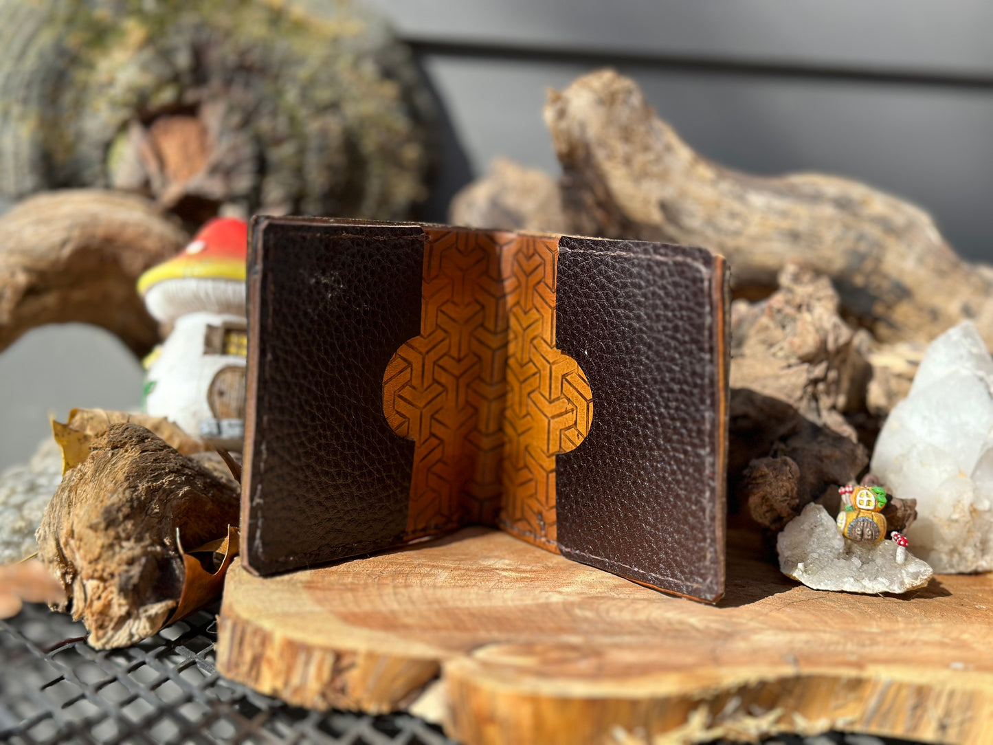 Leather Flower of Life Bifold Wallet