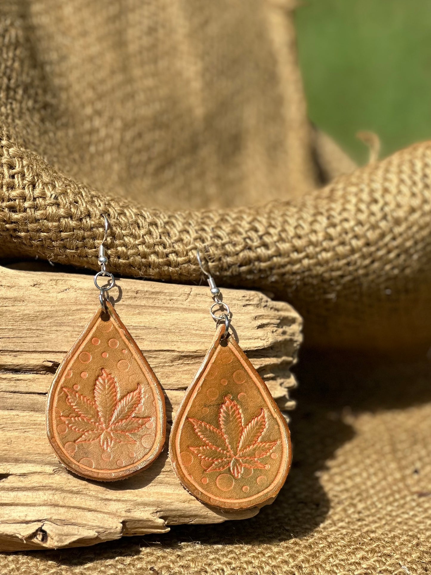 Leather Cannabis Earrings