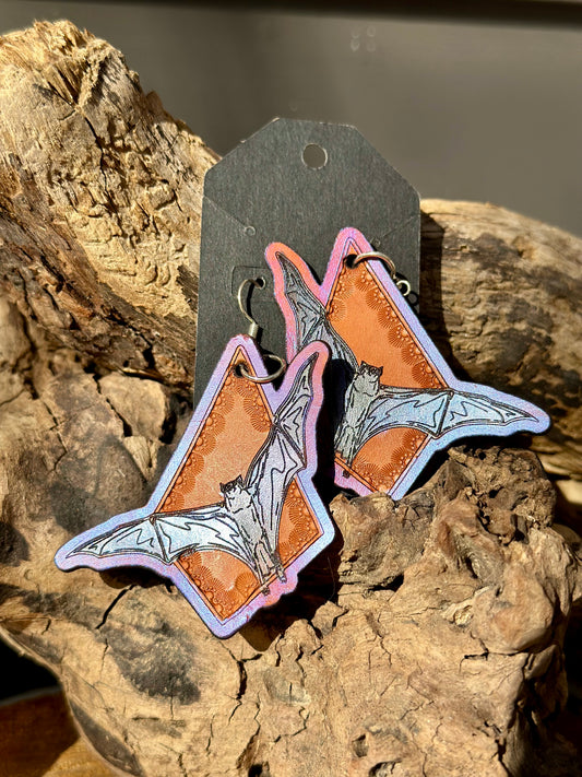 Leather Bat Earrings