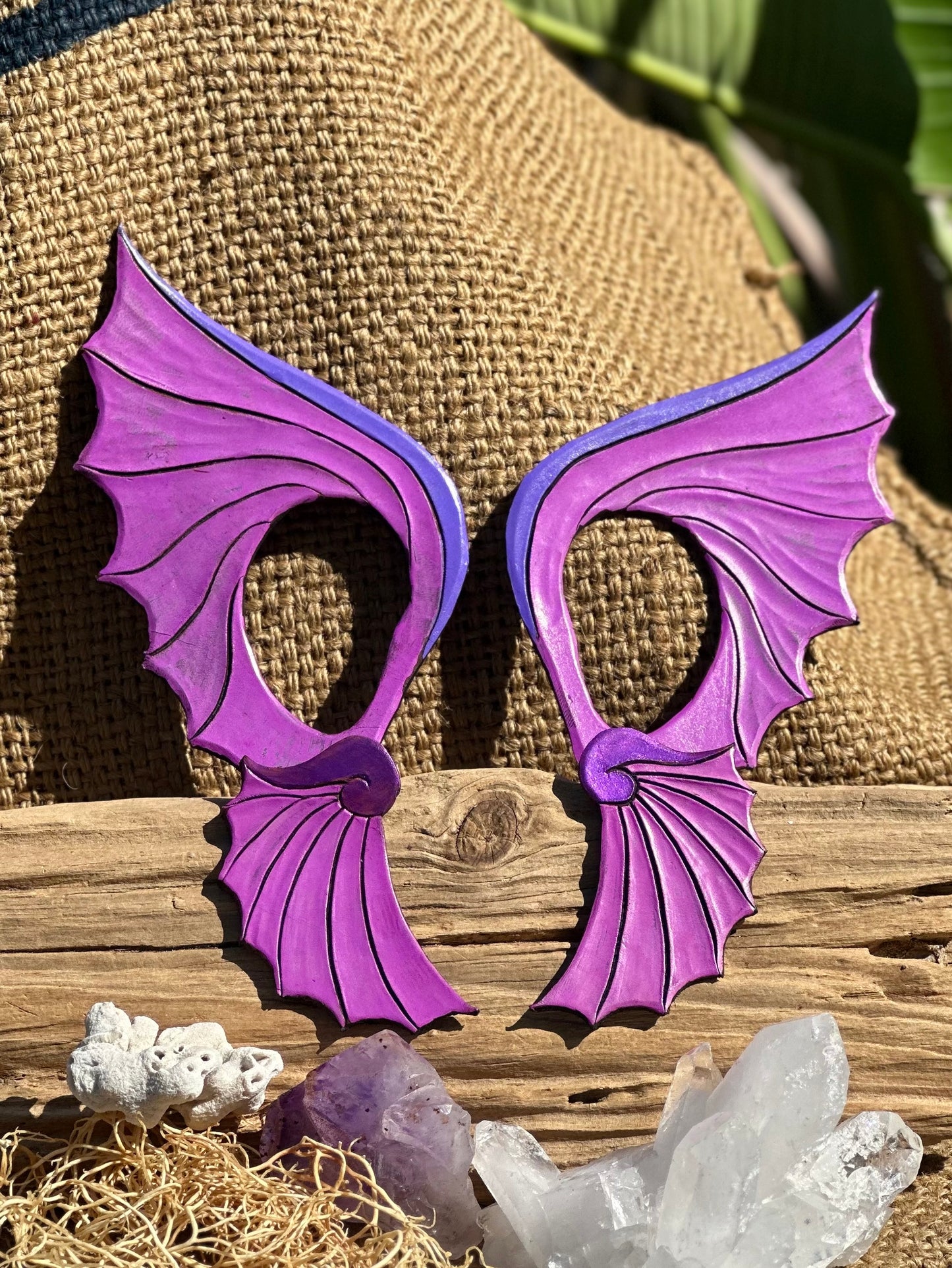 Leather Purple Dragon Earwings