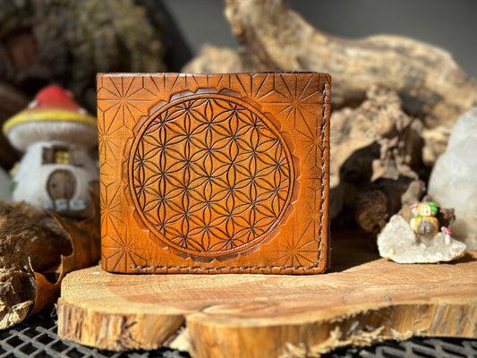 Leather Flower of Life Bifold Wallet