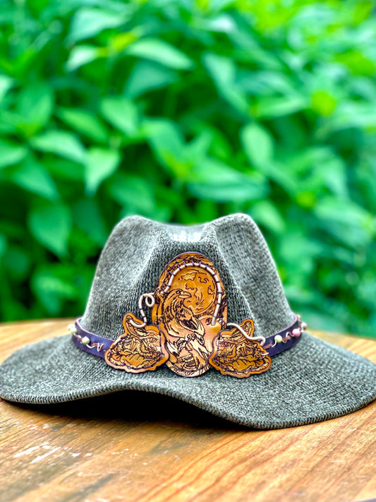 Leather “Crow Painting” Hat