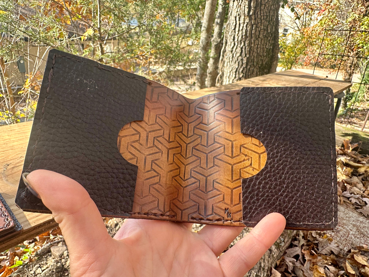 Leather Flower of Life Bifold Wallet