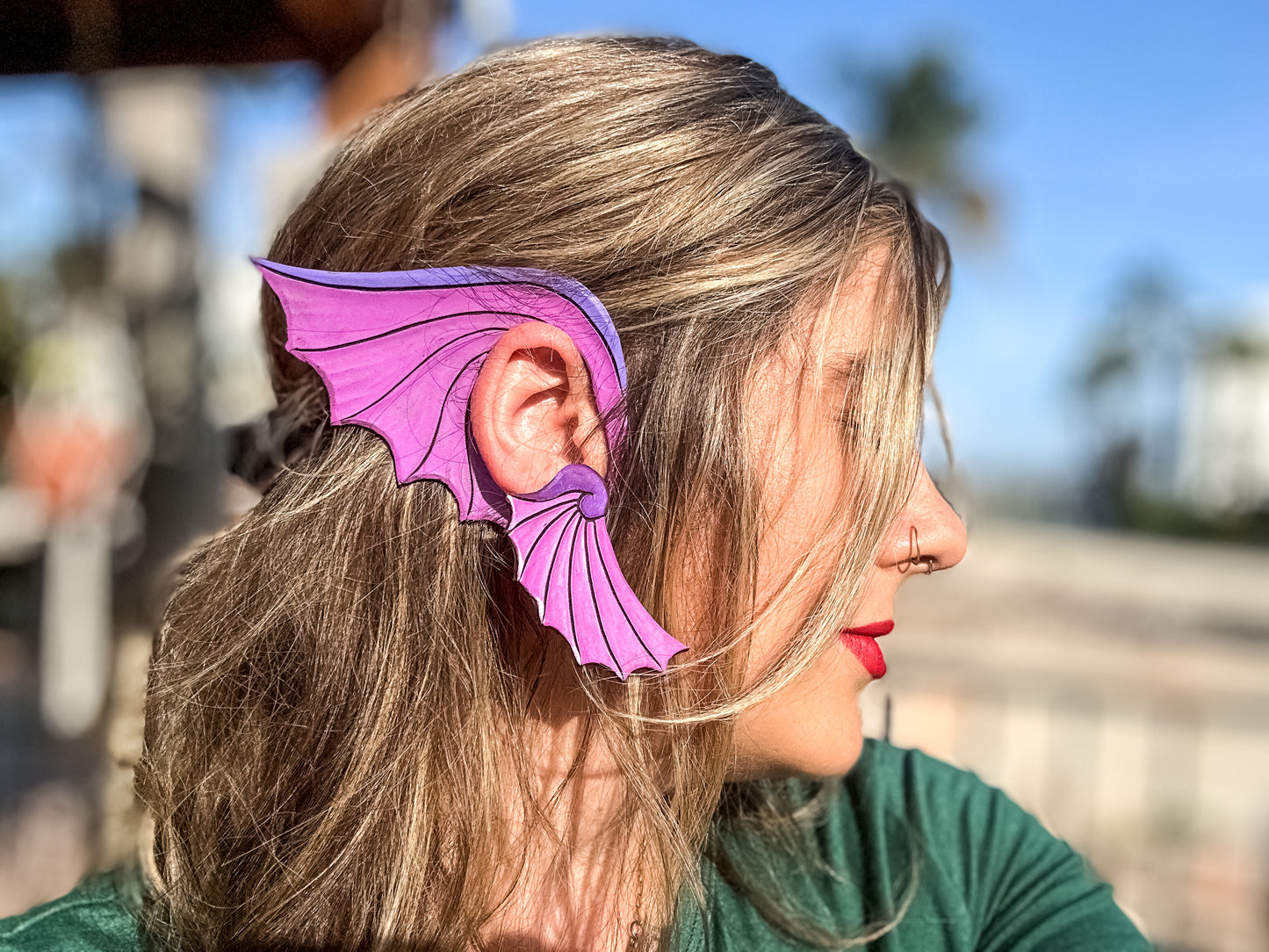 Leather Purple Dragon Earwings