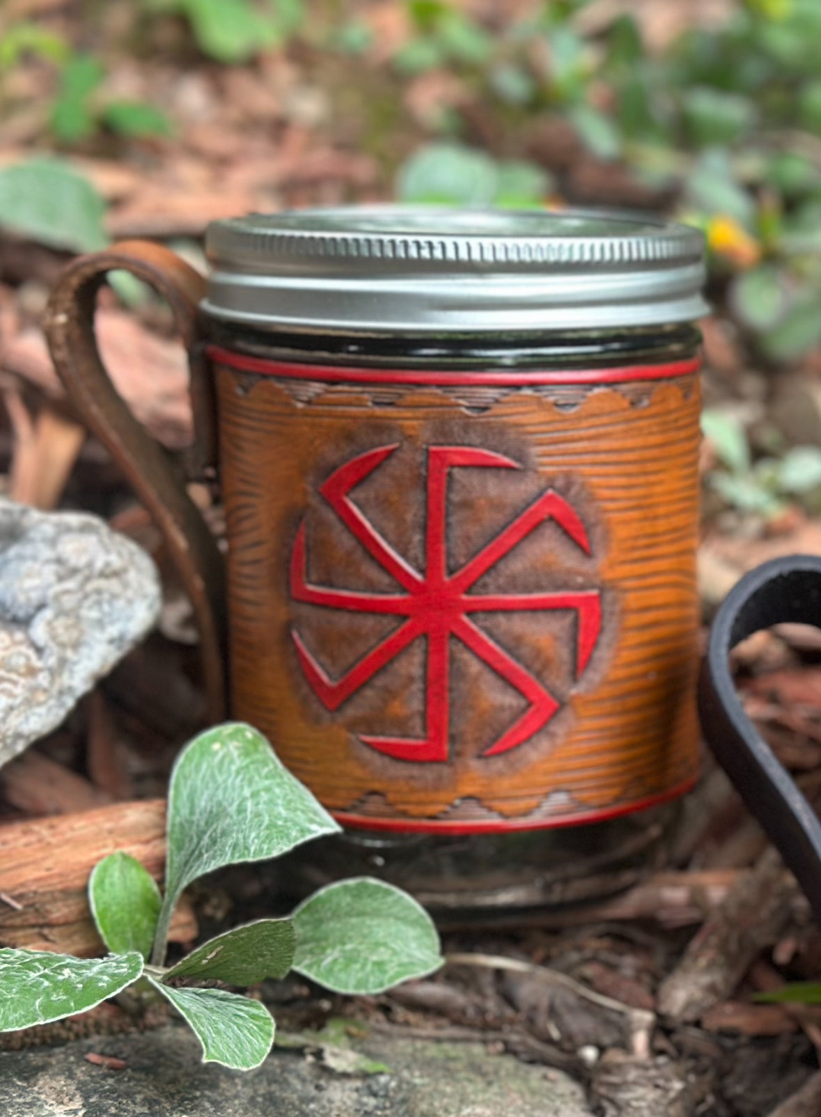 Leather Mason Jar Mugs- Rune Set
