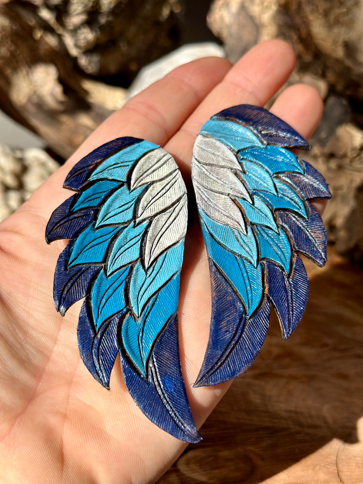 Leather Feather Earrings