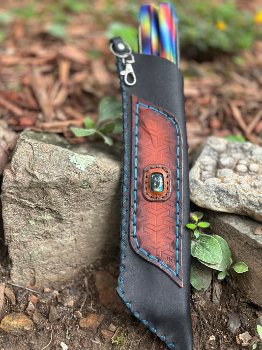 Leather & Labradorite Fan Sheath