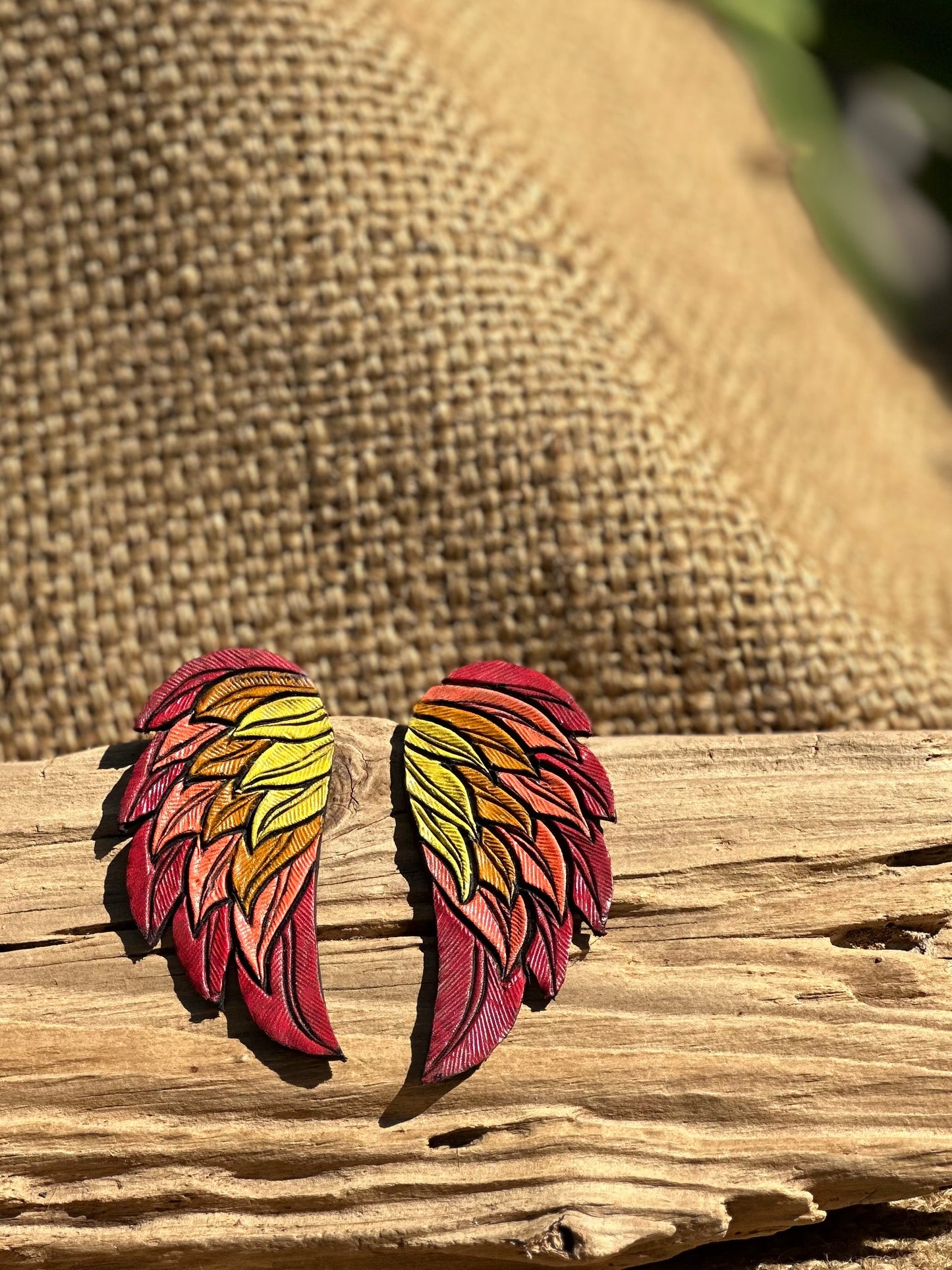 Leather Feather Earrings