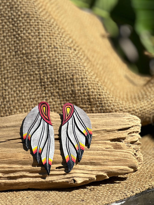 Leather Feather Earrings