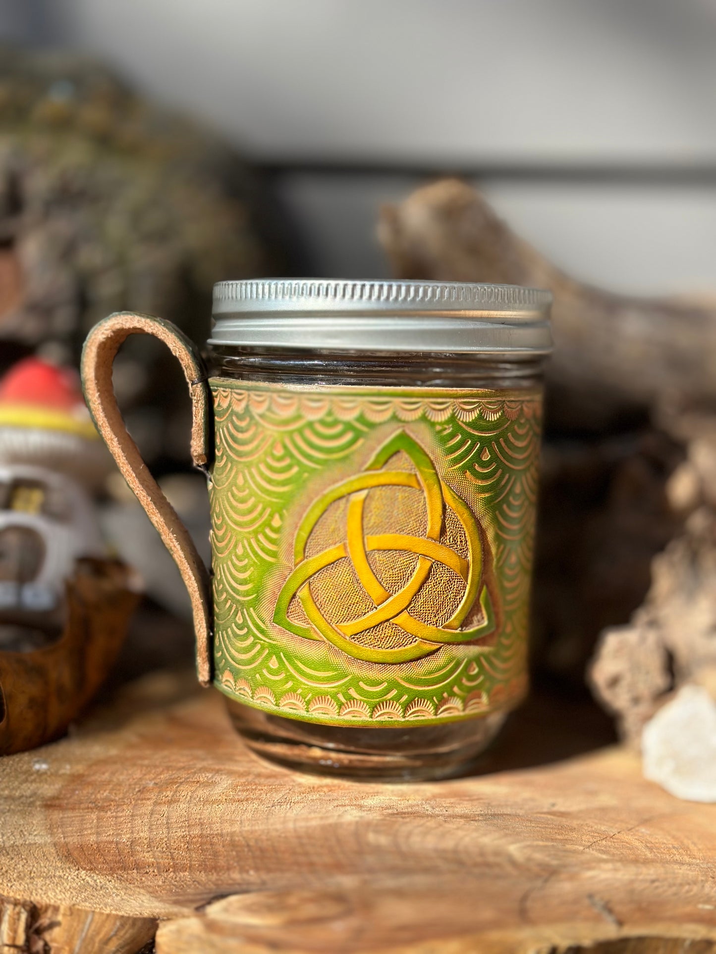 Leather Mason Jar Mug