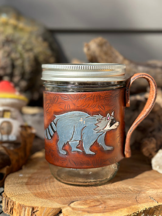 Leather Mason Jar Mugs