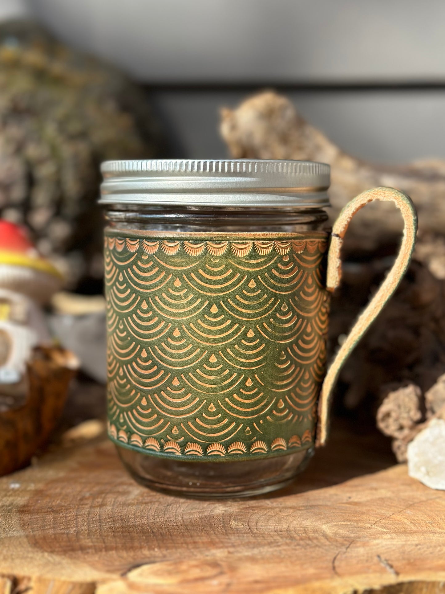 Leather Mason Jar Mug