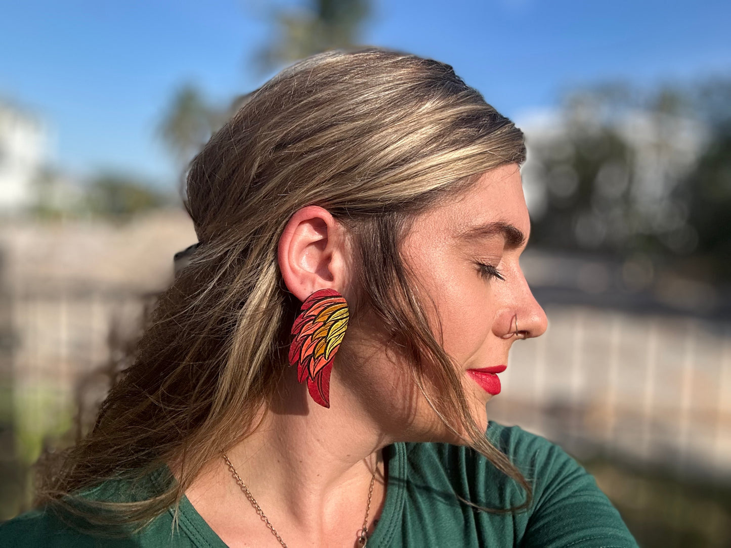 Leather Feather Earrings