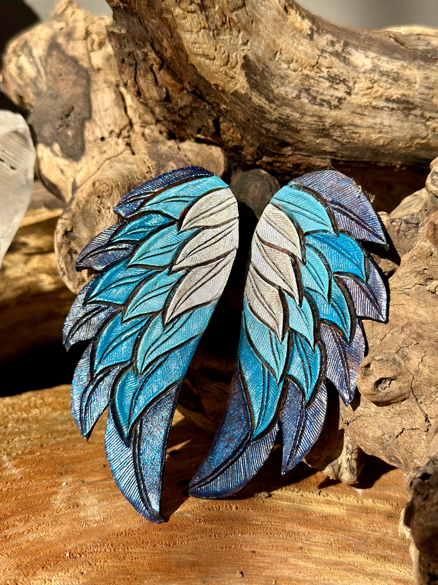 Leather Feather Earrings