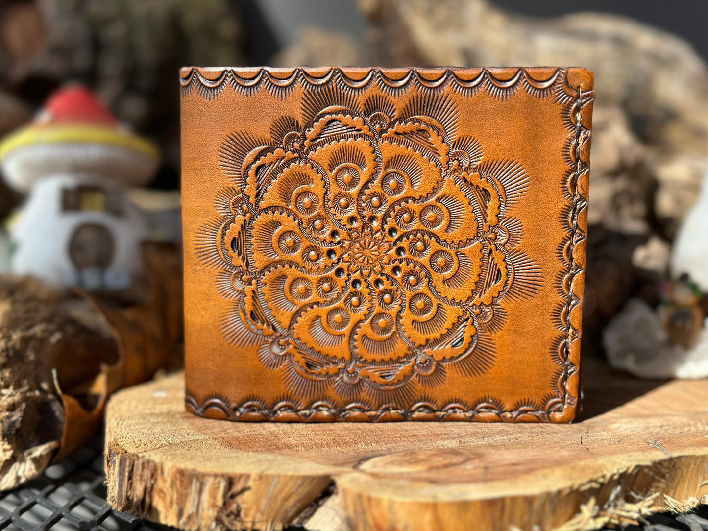 Leather Mandala Bifold Wallet