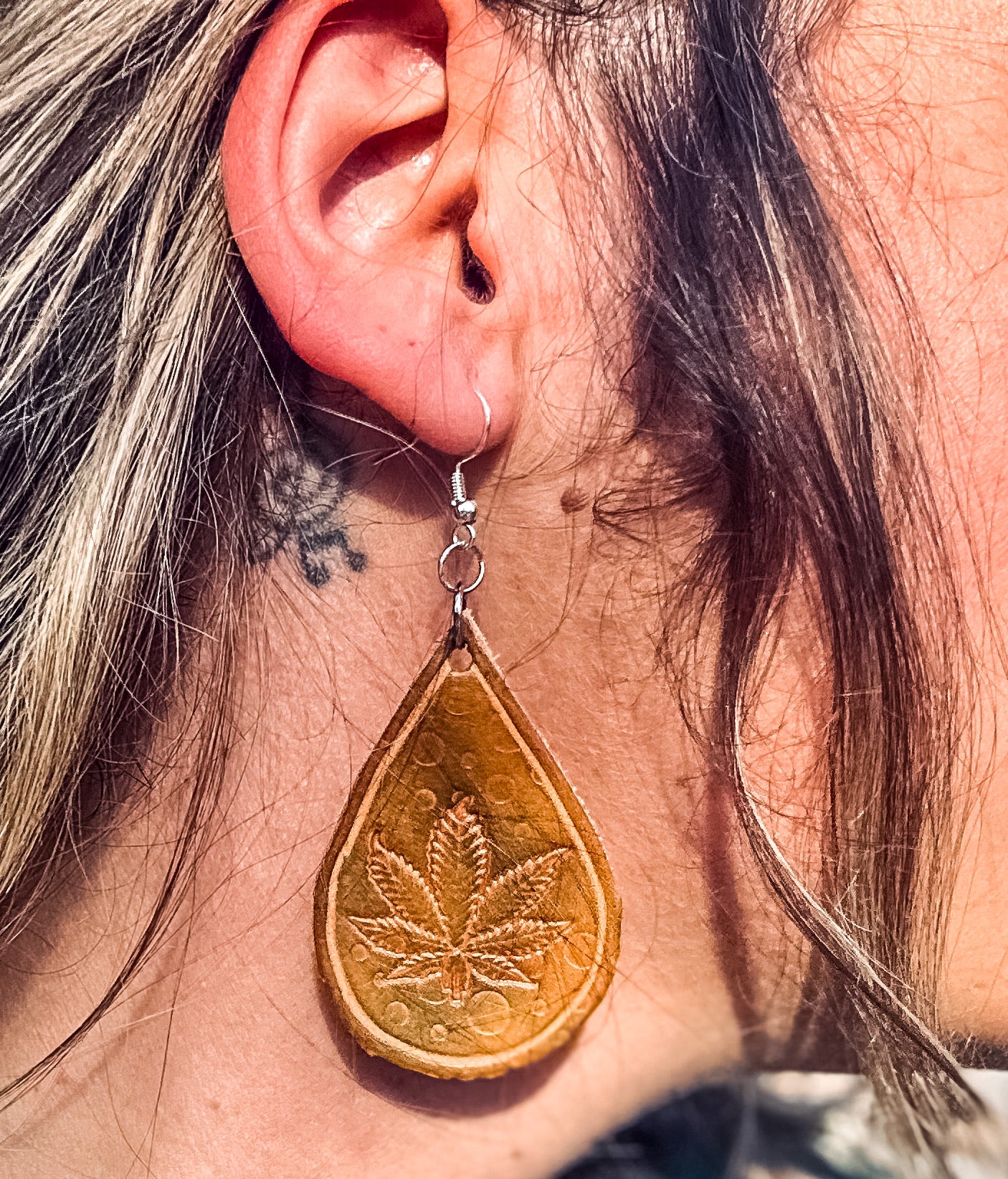 Leather Cannabis Earrings