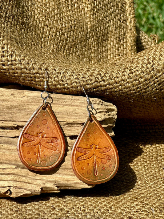 Leather Dragonfly Earrings