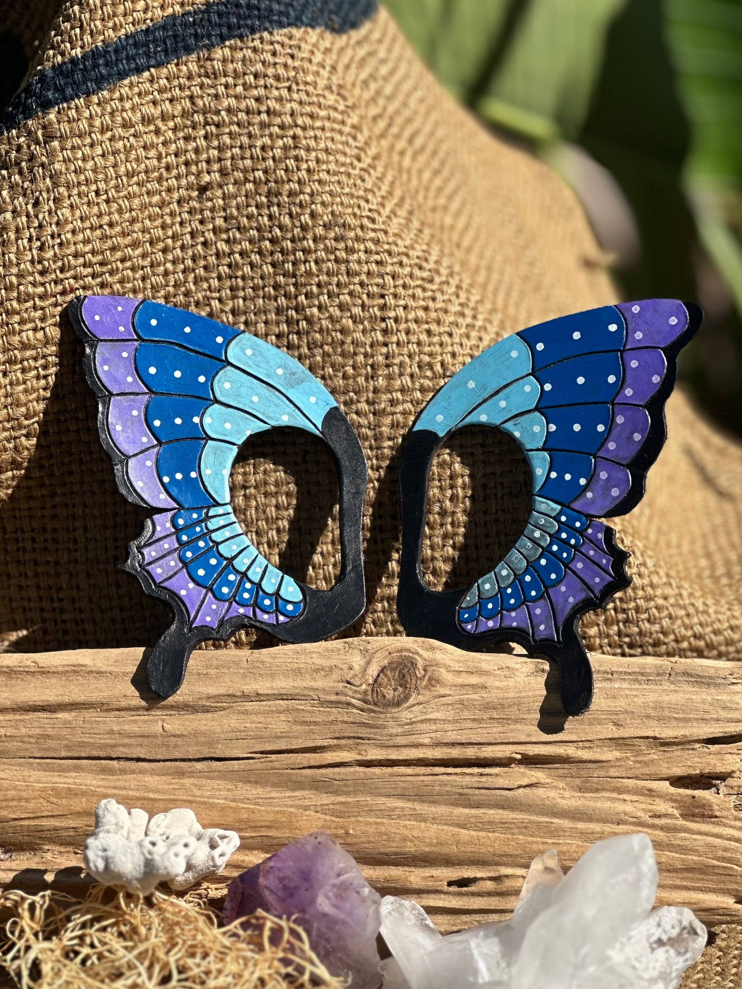 Leather Butterfly Earwings