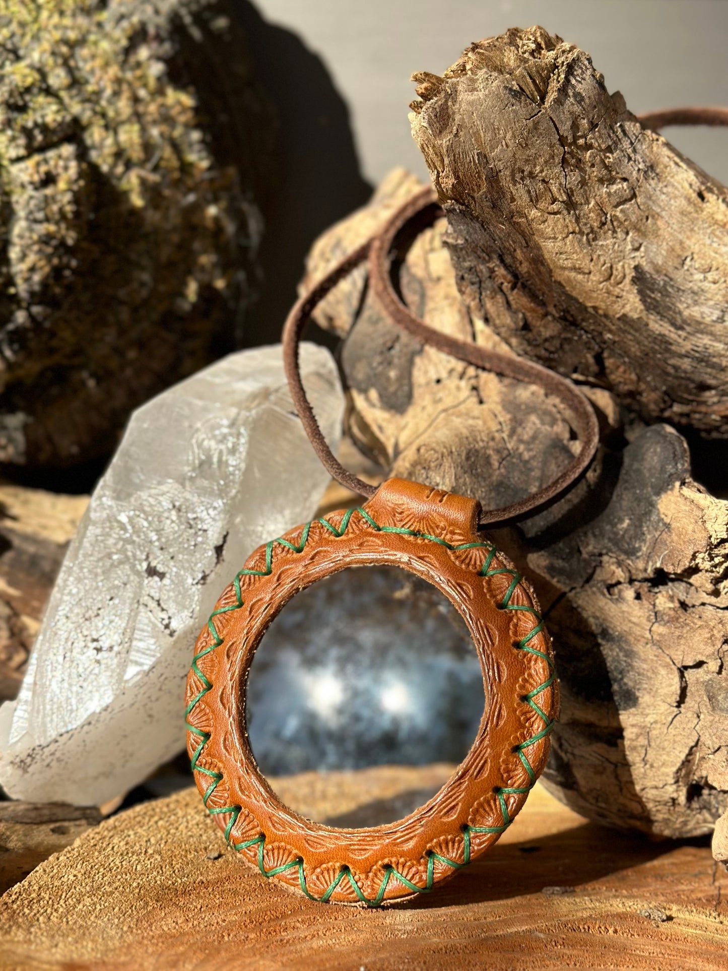 Leather “Solar Blaze” Pendant