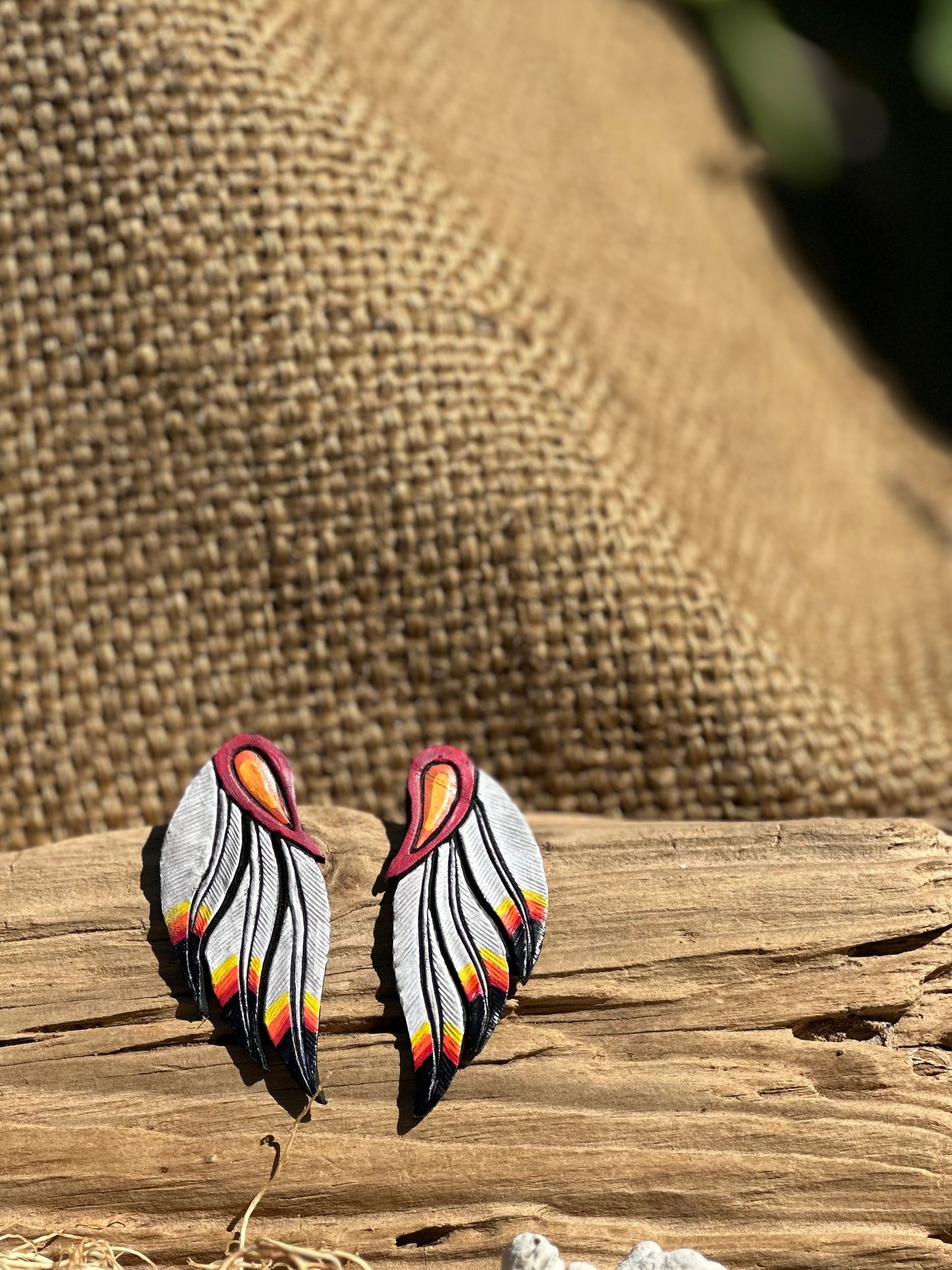 Leather Feather Earrings