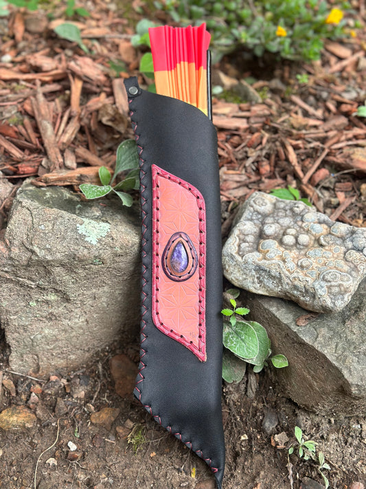 Leather Charoite Fan Sheath
